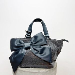 Romeo Gigli New Bow Sequin Gray Mini Purse